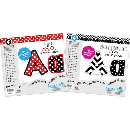 Barker Creek Dots & Chevron 4" Letter Pop-Outs (2 Designs), 510/Set 4301
